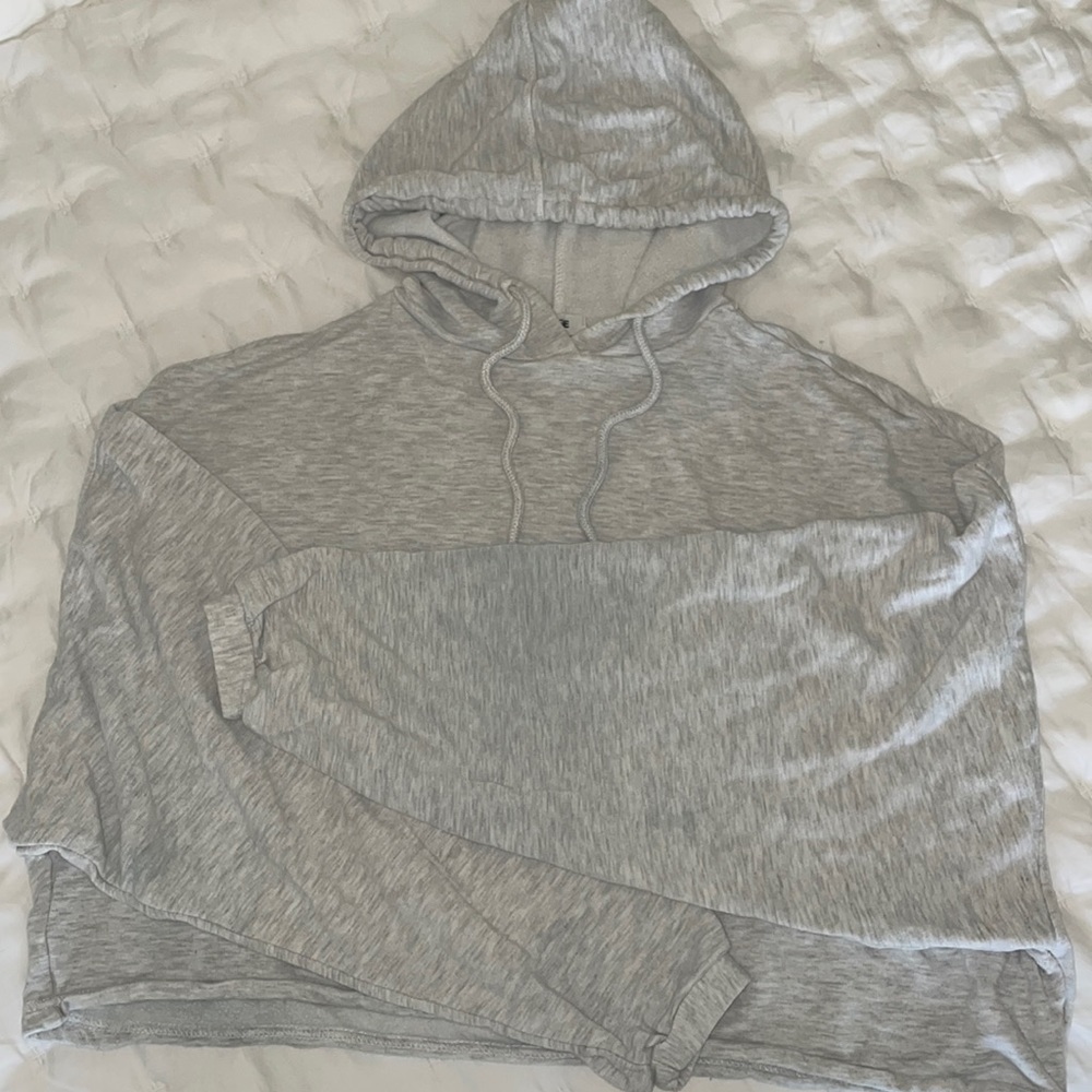 Cropped feather grey hoodie